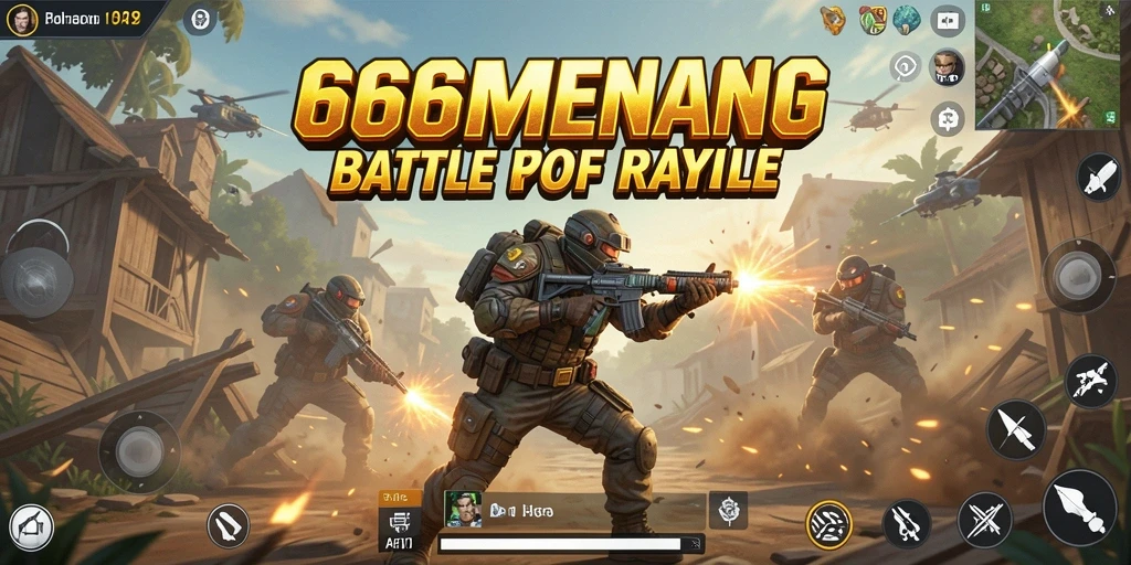 Tangkapan layar utama 666MENANG menampilkan aksi Battle Royale yang mendebarkan.