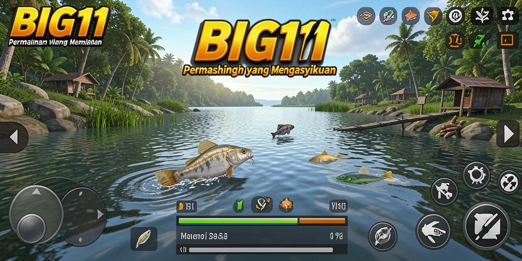 Tampilan gameplay <strong>BIG11</strong>, menampilkan pengalaman memancing yang mendebarkan.