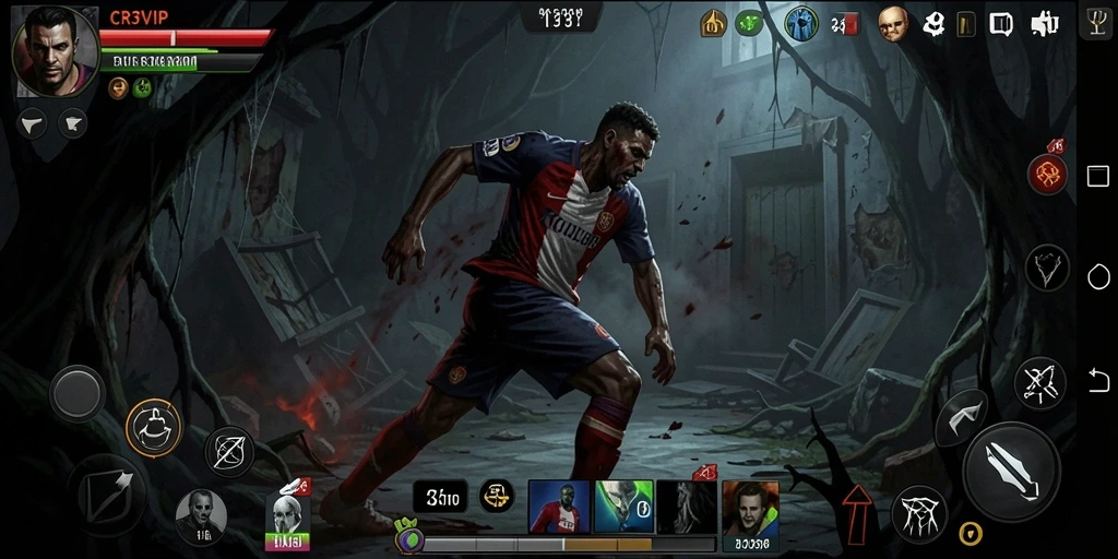 Screenshot gameplay CR7VIP menampilkan suasana horor yang mencekam.