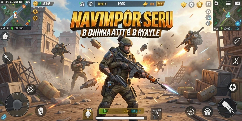 Tampilan gameplay NK666 saat pertempuran intens dalam mode Battle Royale.
