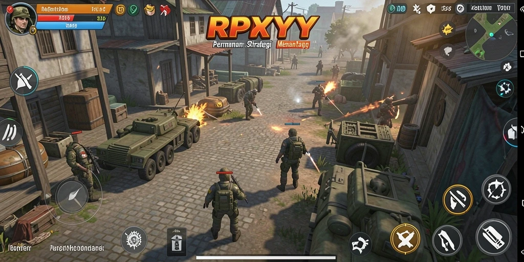 Gameplay RPYYY menampilkan pertempuran strategi yang intens.
